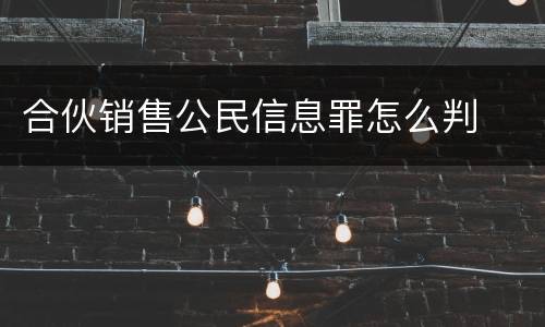 合伙销售公民信息罪怎么判