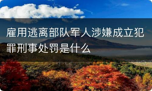 雇用逃离部队军人涉嫌成立犯罪刑事处罚是什么