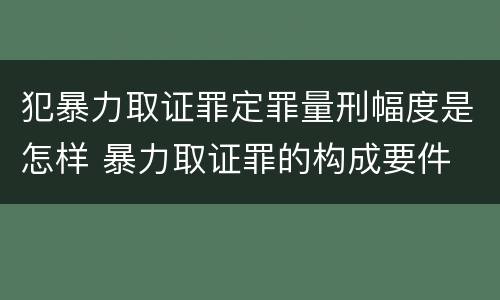 犯暴力取证罪定罪量刑幅度是怎样 暴力取证罪的构成要件