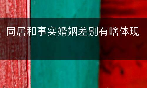 同居和事实婚姻差别有啥体现