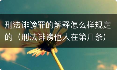 刑法诽谤罪的解释怎么样规定的（刑法诽谤他人在第几条）