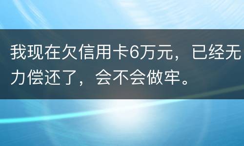 我现在欠信用卡6万元，已经无力偿还了，会不会做牢。