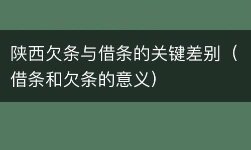 陕西欠条与借条的关键差别（借条和欠条的意义）
