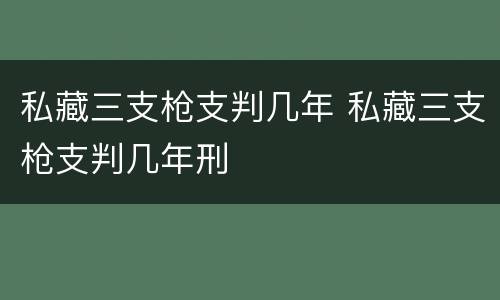 私藏三支枪支判几年 私藏三支枪支判几年刑
