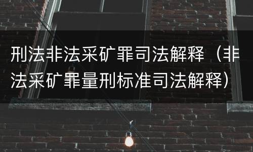 刑法非法采矿罪司法解释（非法采矿罪量刑标准司法解释）