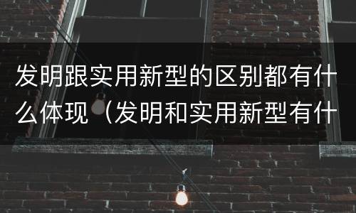 发明跟实用新型的区别都有什么体现（发明和实用新型有什么区别）