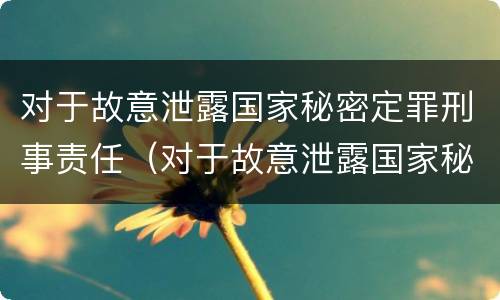 对于故意泄露国家秘密定罪刑事责任（对于故意泄露国家秘密定罪刑事责任的认定）