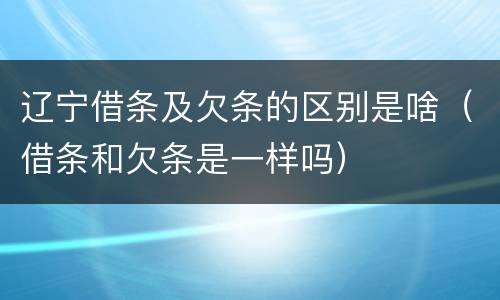 辽宁借条及欠条的区别是啥（借条和欠条是一样吗）