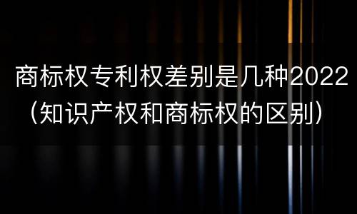 商标权专利权差别是几种2022（知识产权和商标权的区别）