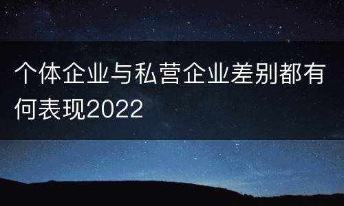 个体企业与私营企业差别都有何表现2022
