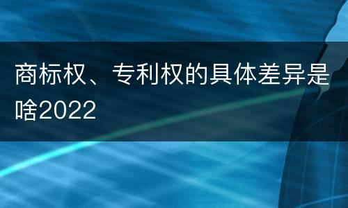 商标权、专利权的具体差异是啥2022