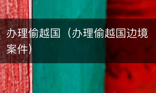 办理偷越国（办理偷越国边境案件）