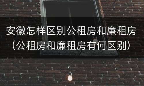 安徽怎样区别公租房和廉租房（公租房和廉租房有何区别）