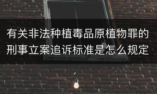 有关非法种植毒品原植物罪的刑事立案追诉标准是怎么规定
