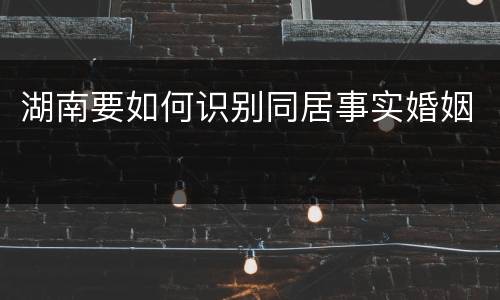 湖南要如何识别同居事实婚姻