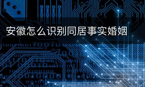 安徽怎么识别同居事实婚姻
