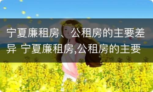 宁夏廉租房、公租房的主要差异 宁夏廉租房,公租房的主要差异是