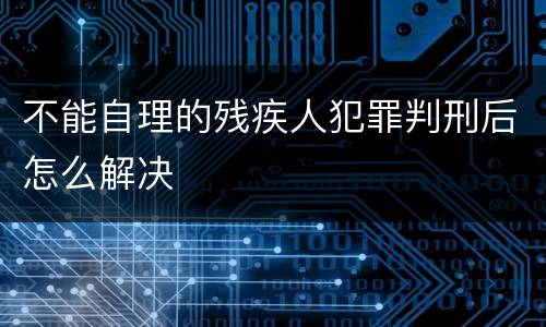 不能自理的残疾人犯罪判刑后怎么解决