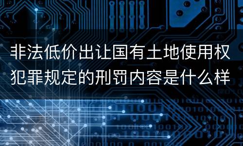 非法低价出让国有土地使用权犯罪规定的刑罚内容是什么样的