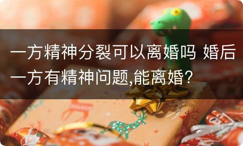 一方精神分裂可以离婚吗 婚后一方有精神问题,能离婚?