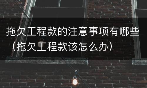 拖欠工程款的注意事项有哪些（拖欠工程款该怎么办）
