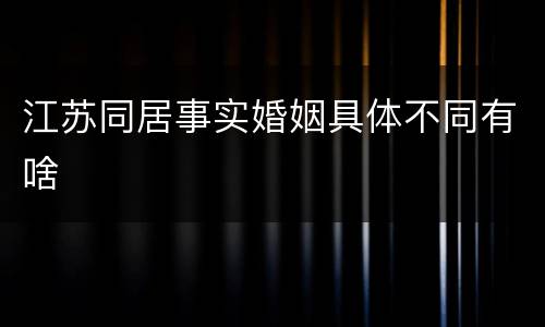 江苏同居事实婚姻具体不同有啥