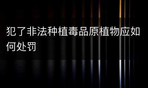 犯了非法种植毒品原植物应如何处罚