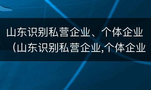 山东识别私营企业、个体企业（山东识别私营企业,个体企业名录）