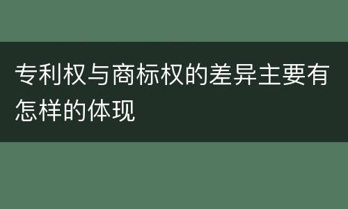 专利权与商标权的差异主要有怎样的体现