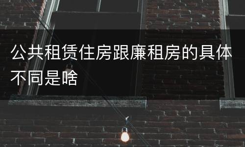 公共租赁住房跟廉租房的具体不同是啥