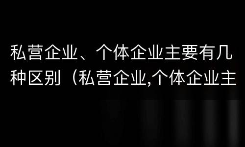 私营企业、个体企业主要有几种区别（私营企业,个体企业主要有几种区别和联系）