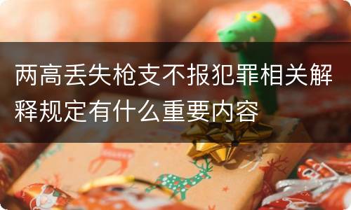 两高丢失枪支不报犯罪相关解释规定有什么重要内容