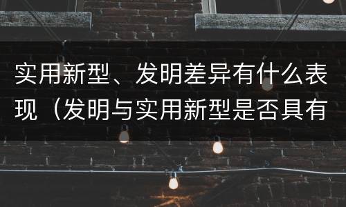 实用新型、发明差异有什么表现（发明与实用新型是否具有实用性）