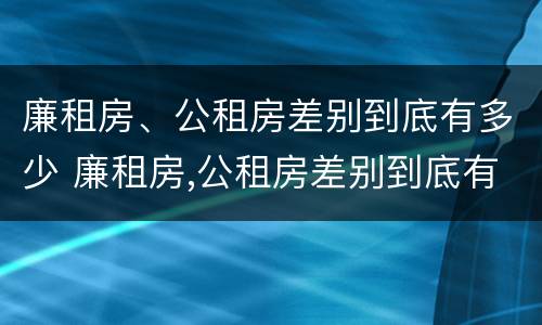 廉租房、公租房差别到底有多少 廉租房,公租房差别到底有多少个