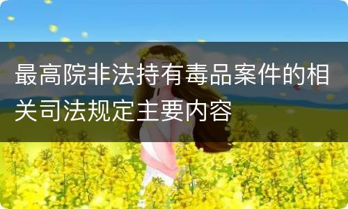 最高院非法持有毒品案件的相关司法规定主要内容