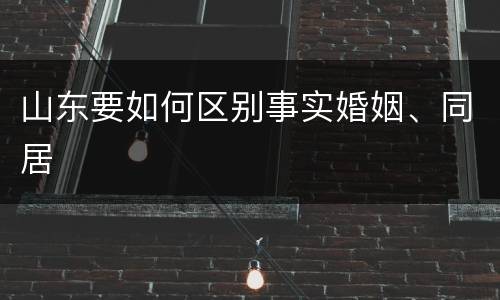 山东要如何区别事实婚姻、同居