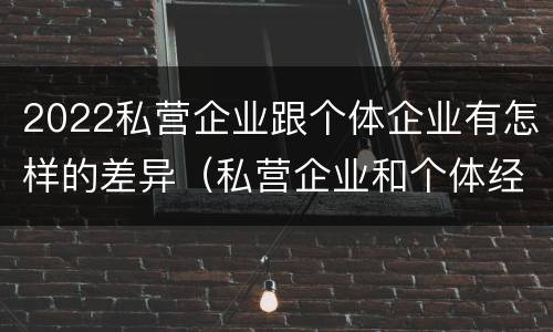 2022私营企业跟个体企业有怎样的差异（私营企业和个体经济的区别）
