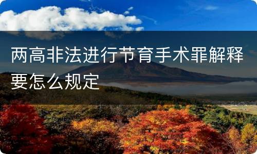 两高非法进行节育手术罪解释要怎么规定