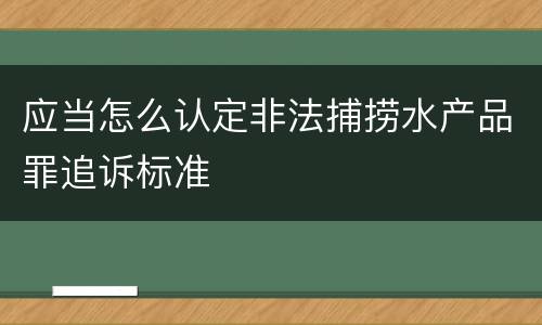 应当怎么认定非法捕捞水产品罪追诉标准