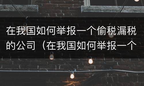 在我国如何举报一个偷税漏税的公司（在我国如何举报一个偷税漏税的公司的人）