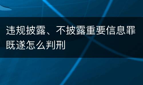 违规披露、不披露重要信息罪既遂怎么判刑