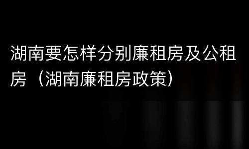 湖南要怎样分别廉租房及公租房（湖南廉租房政策）