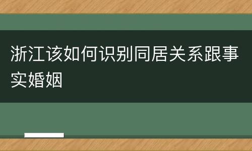 浙江该如何识别同居关系跟事实婚姻