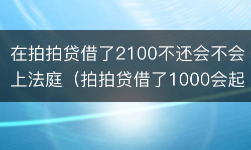 在拍拍贷借了2100不还会不会上法庭（拍拍贷借了1000会起诉吗）