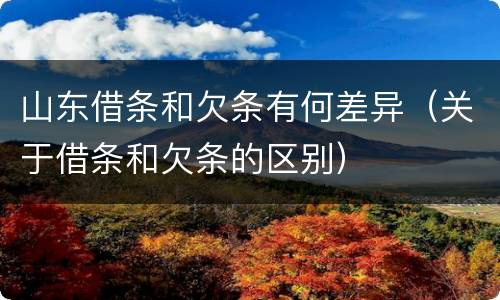 山东借条和欠条有何差异（关于借条和欠条的区别）