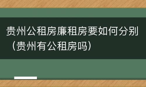 贵州公租房廉租房要如何分别（贵州有公租房吗）