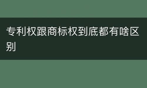 专利权跟商标权到底都有啥区别