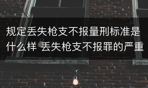 规定丢失枪支不报量刑标准是什么样 丢失枪支不报罪的严重后果