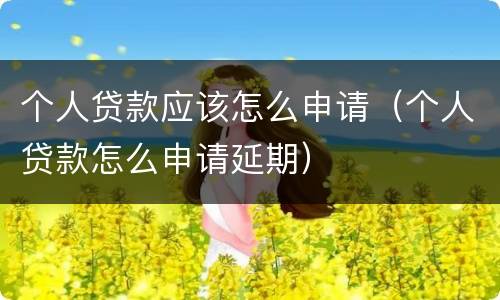 个人贷款应该怎么申请（个人贷款怎么申请延期）