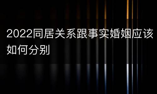 2022同居关系跟事实婚姻应该如何分别